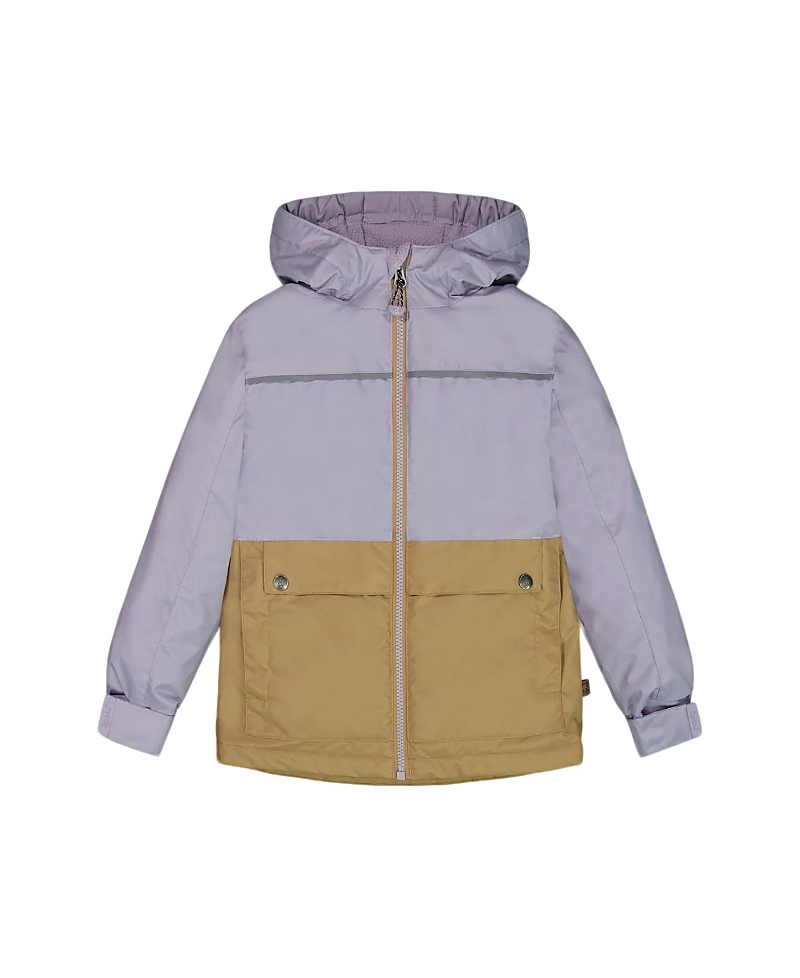 Deux Par Deux Girl's Colorblock Mid-season Jacket Lilac And Taupe In Lilac And Taupe