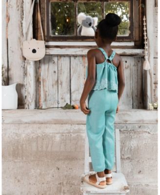Girls' Chambray Jumpsuit with Embroidery - Baby