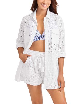 Eyelet Swim Cover-Up Shorts