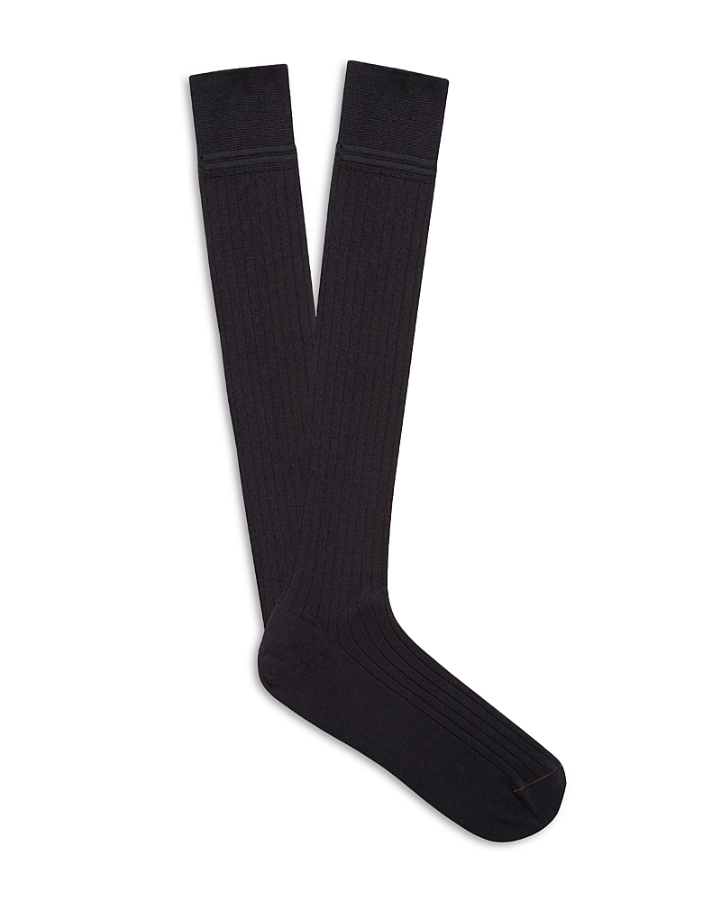 Zegna Ribbed Socks In Navy Blue