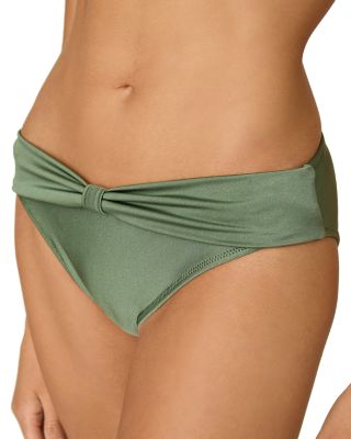 Solid Draped Halter Bikini & Cinched Front Bottom