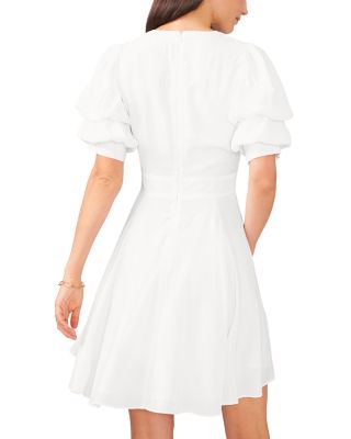 Bubble Sleeve V Neck Dress