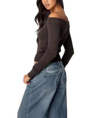 Tj Off Shoulder Knit Bow Top