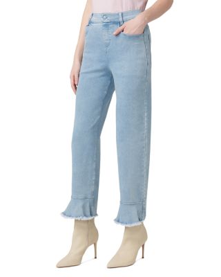 High Rise Ruffle Hem Skimmer Jeans