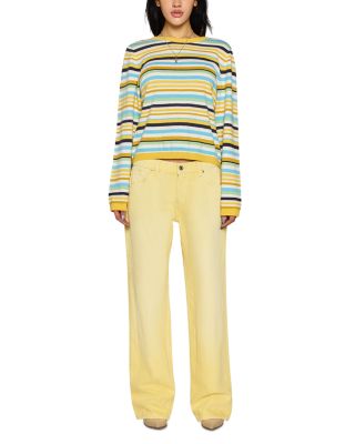 Cropped Low Rise Baggy Jeans in Butter