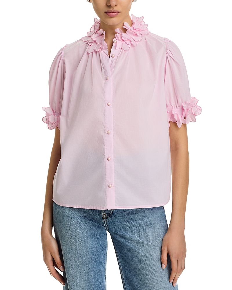 Stellah 3d Floral Blouse In Pink