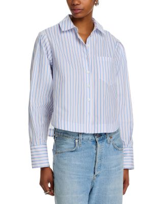 Derek Lam 10 Crosby - Estrella Striped Cropped Poplin Shirt