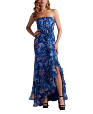 Tadashi Shoji - Morwenna Oceanic Print Ruffle Gown