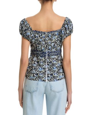 Blue Vine Gathered Top