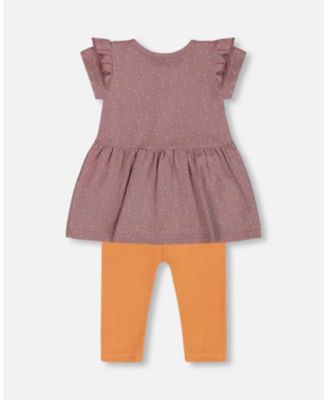 Girls' Printed Organic Cotton Dress and Solid Leggings Set - Baby