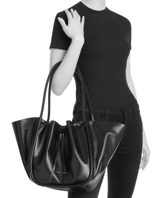 Large Leather Ruched Tote