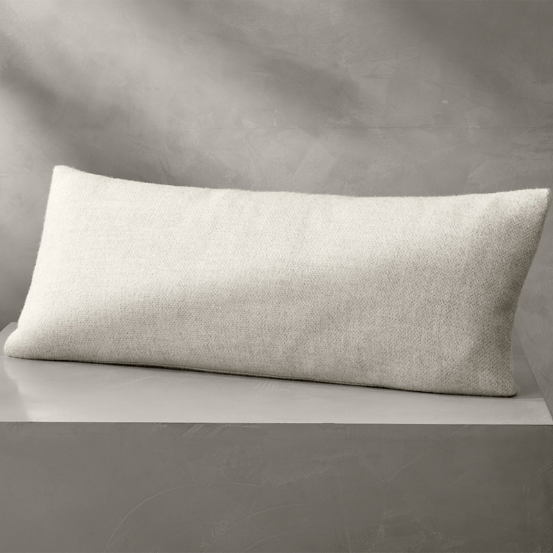 Boll & Branch Organic Reserve Alpaca Pin Check Pillow Cover In Ivory/pewter