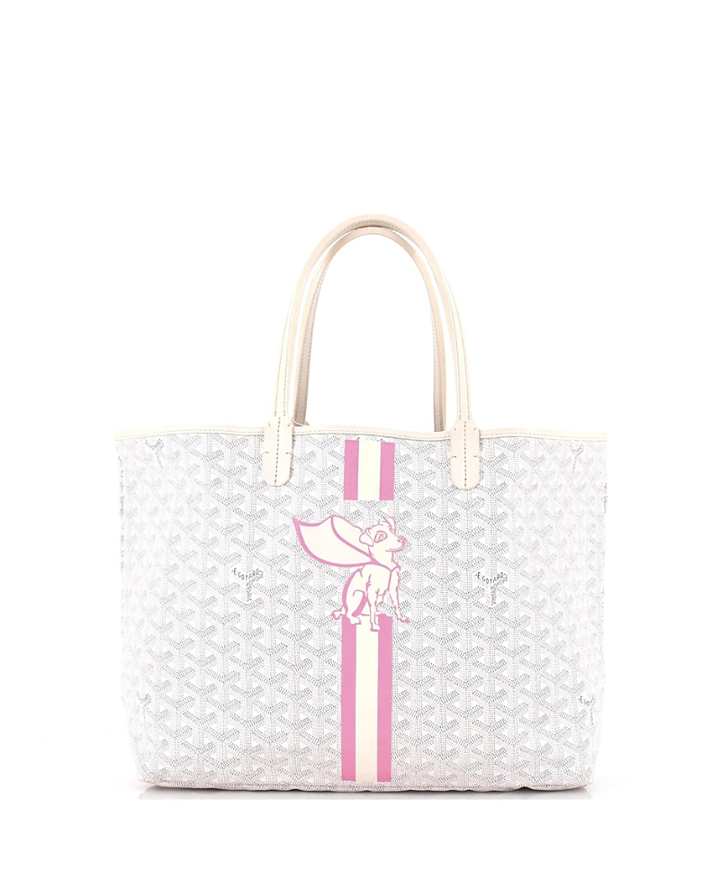 Pre-owned Pre-owned Goyard Goyard Pm Saint Louis Tote Printed Coated Canvas In White