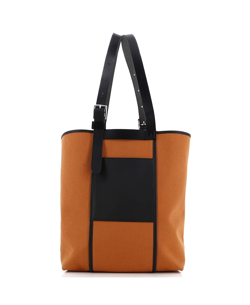 Shop Pre-owned Hermes Hermes 27 Etriviere Pocket Tote Toile And Leather In Brown/ Black