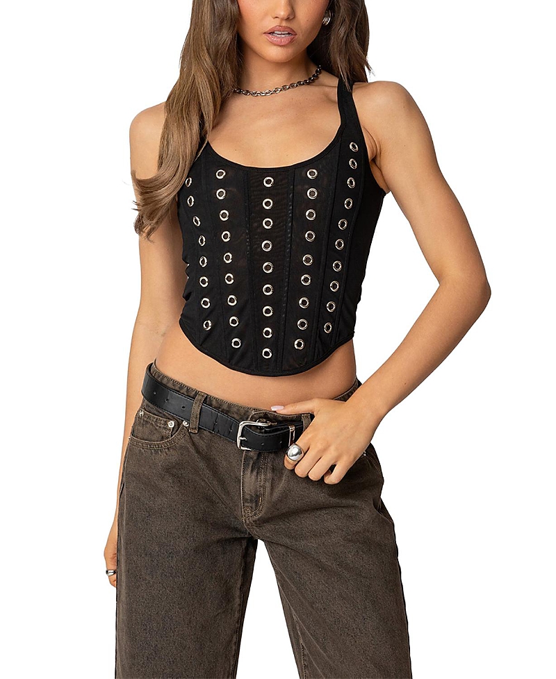 Edikted Miki Grommet Corset Top In Black