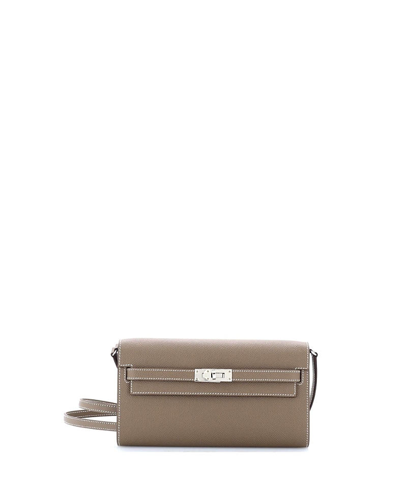 Pre-owned Pre-owned Hermes Hermes Kelly To Go Wallet Epsom In Gray