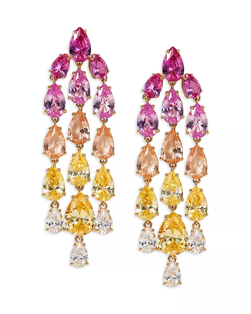 Nadri Palm Springs Multicolor Pear Stone Chandelier Drop Earrings