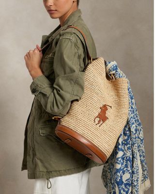POLO カゴバッグ Polo Ralph Lauren Pony Raffia Bellport Sling Bucket Bag