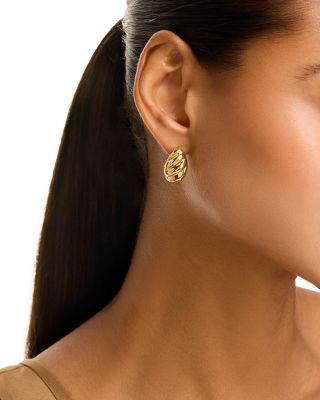 Shrimp Design Chunky Hoop Earrings in 14K Yellow Gold