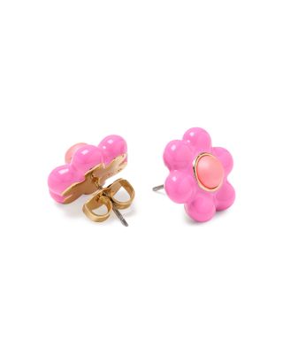 Stone & Enamel Petal Puff Stud Earrings