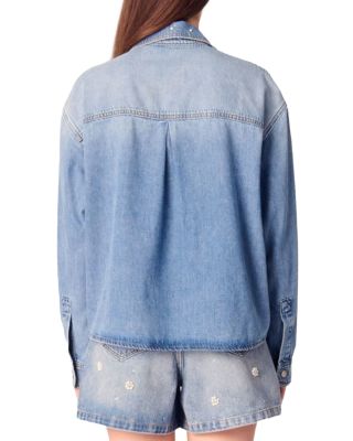 Denim Shirt with Embroidered Beads
