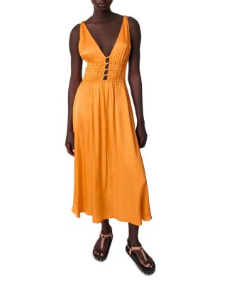 maje satin look maxi dress Satin-look maxi dress