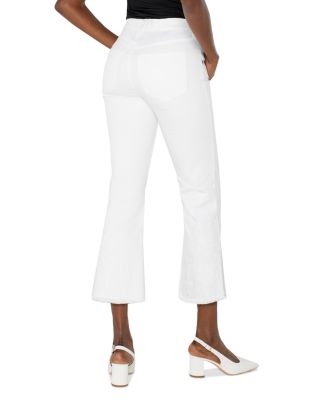 Gia Glider Crop Flare Jeans in Bright White Paisley
