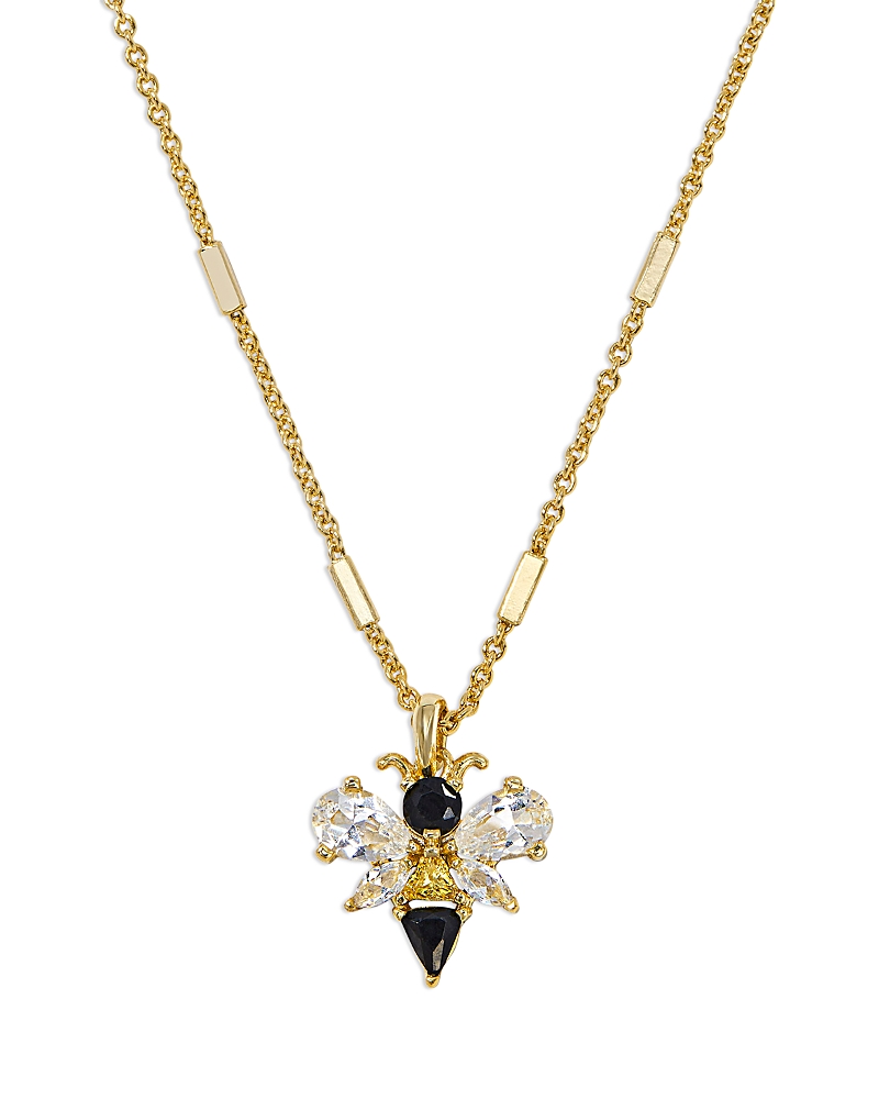 Kendra Scott 14k Gold-plated Crystal Bee 18" Adjustable Pendant Necklace In Black/gold