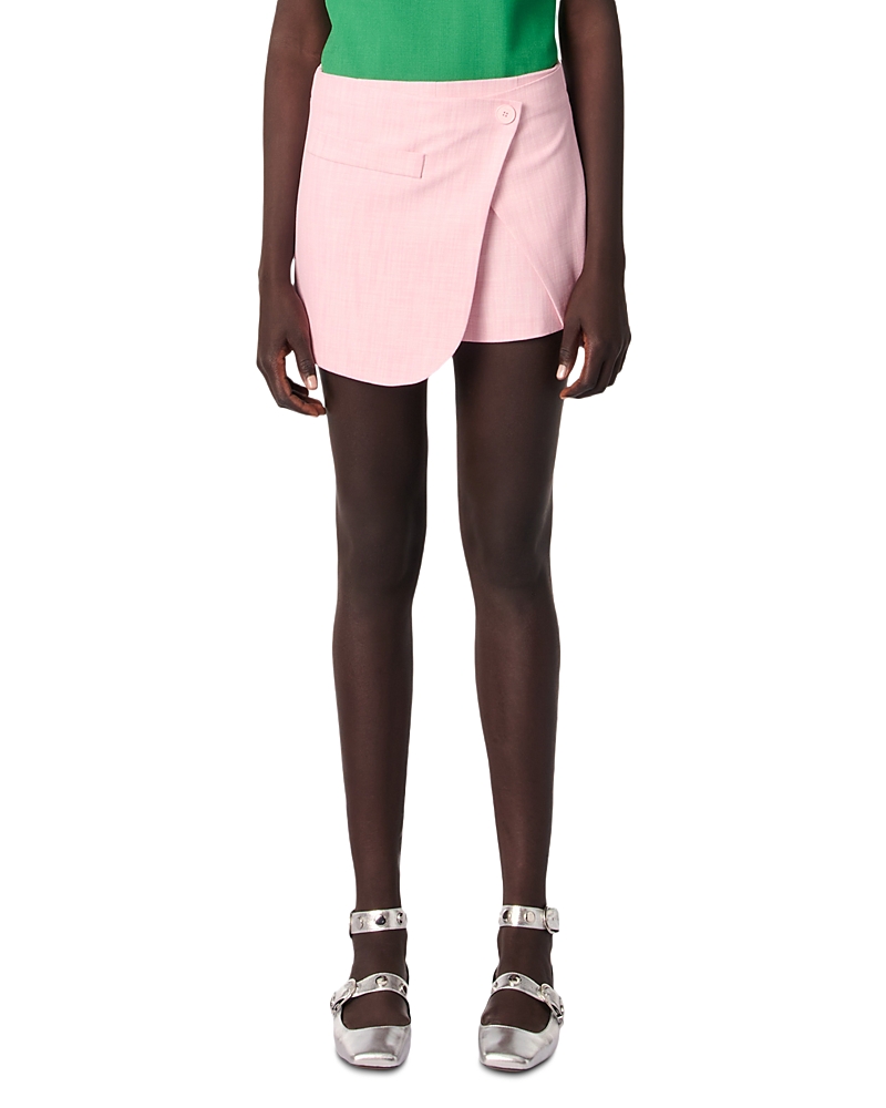 Maje Layered-effect Suit Shorts In Pink