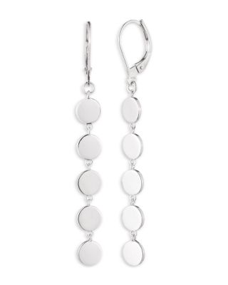 Disc Linear Drop Earrings in Sterling Silver