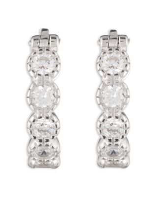Cubic Zirconia Hoop Earrings in Sterling Silver