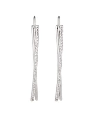 Pav&eacute; Threader Earrings in Sterling Silver