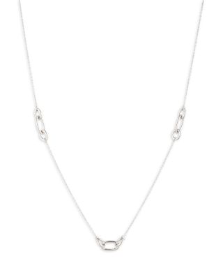 Link Station Collar Necklace in Sterling Silver, 16"-19"