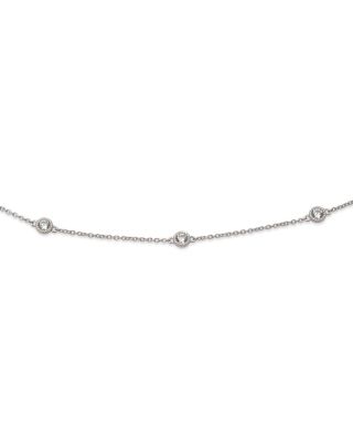 Cubic Zirconia Station Link Bracelet in Sterling Silver