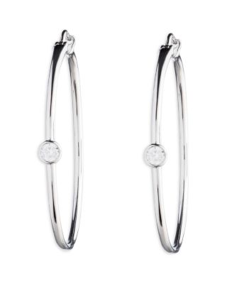 Cubic Zirconia Hoop Earrings in Sterling Silver