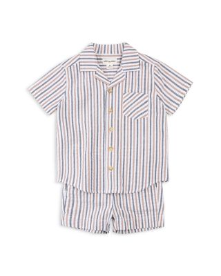 Miles The Label - Boys' Striped Seersucker Shirt & Shorts Set - Baby