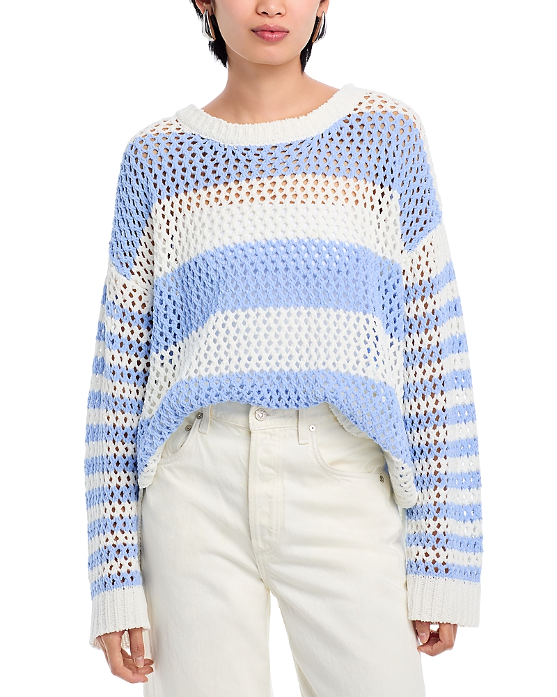 Shop Vintage Havana Stripe Knit Netted Sweater In Blue