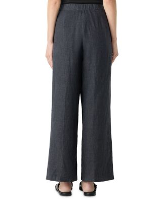 Washed Linen D&amp;eacute;lav&amp;eacute; Pleated Wide Leg Pants