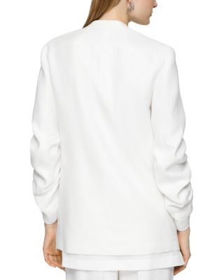 Linen Ruched Sleeve Blazer