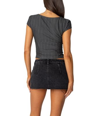 Keni Pinstripe Zip Up Top