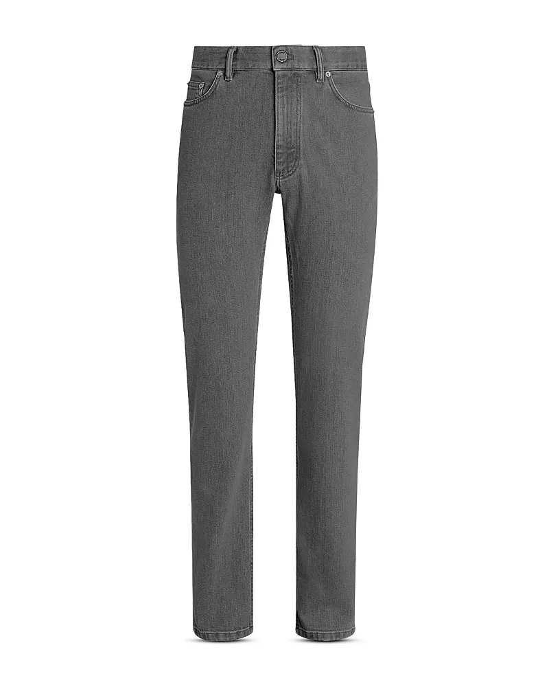 Zegna Roccia Slim Fit Stone Washed Jeans in Gray