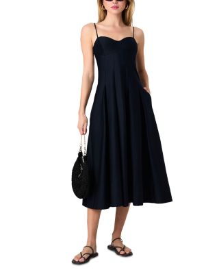 Sateen Pleated Midi Dress