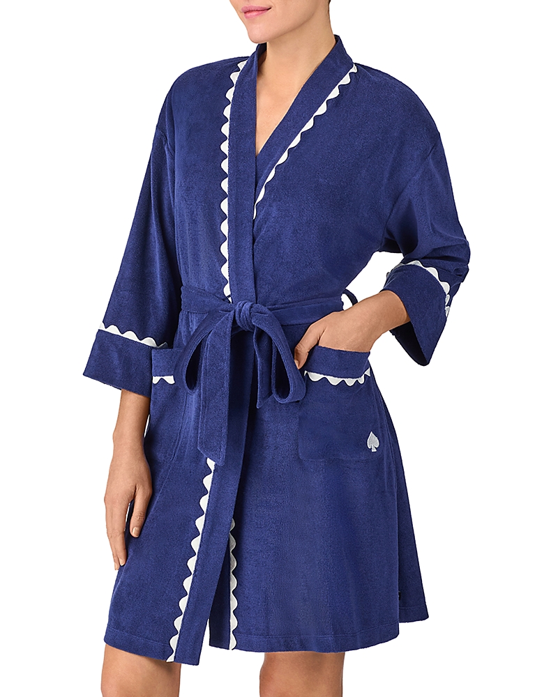 Kate Spade New York French Terry Short Robe In Navy