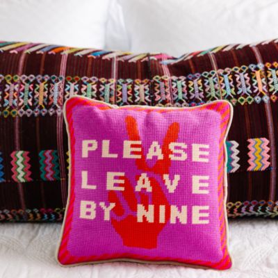 Leave by Nine Needlepoint Decorative Pillow