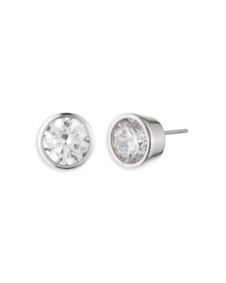 Cubic Zirconia Bezel Stud Earring