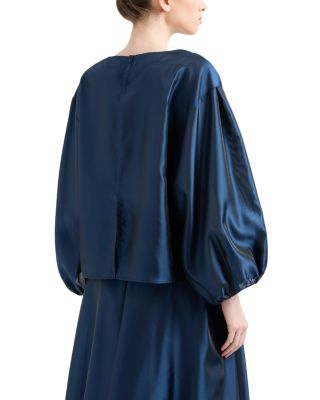 Shiny Muslin Balloon Sleeve Blouse