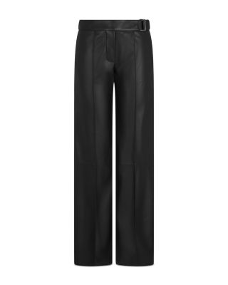 Leather Trousers with Buckle Detail 