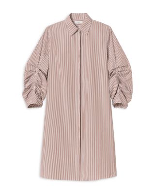 Ruched Sleeve Shirt Dress