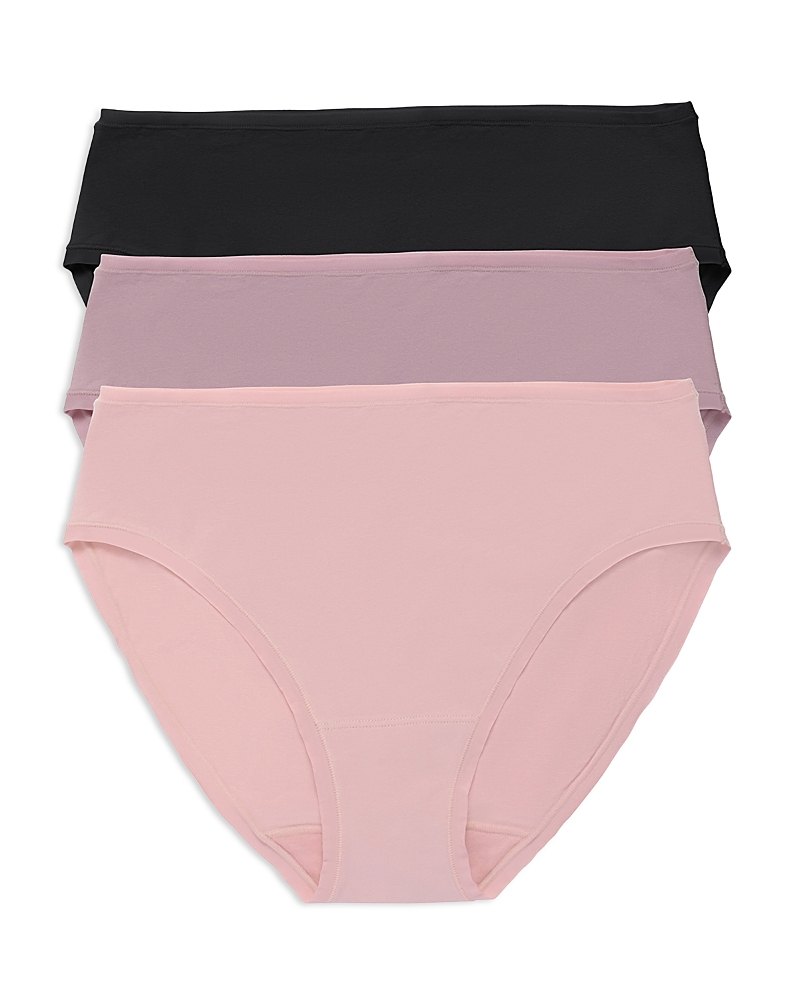 Natori Bliss Bare Cotton Hipster 3-pack In Potpourri/rose Mist/black