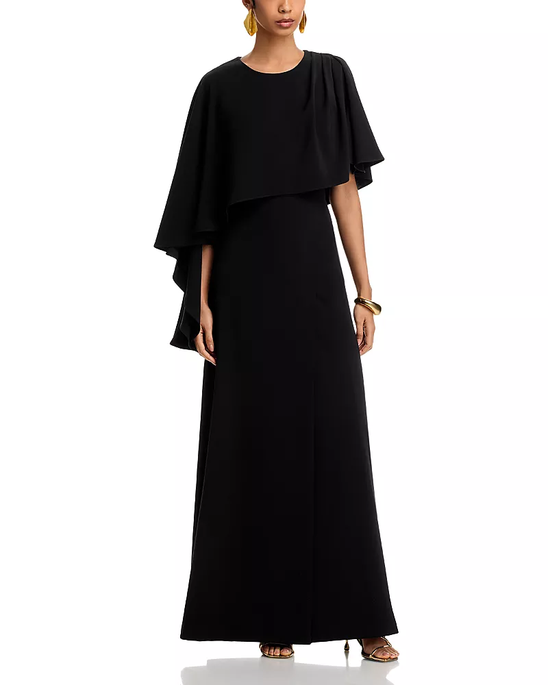 Black Halo Martine Cape Sleeve Gown